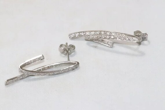 14 KT White Gold Diamond Earrings - image 3