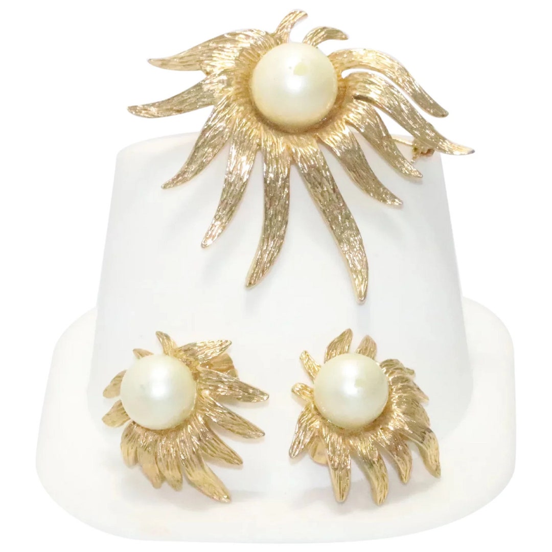 Vintage Costume Pearl TARA Jewelry Set Etsy