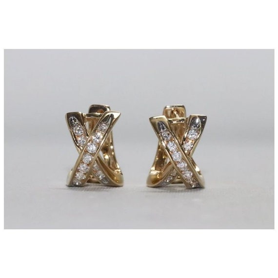 14 KT Yellow Gold .60 CT Diamond Earrings - image 2