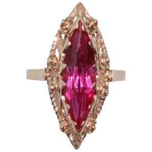 14 KT Rose Gold Russian Ruby Floral Ring
