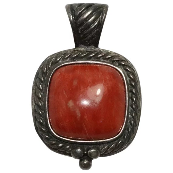 Vintage Sterling Silver Brown Onyx Pendant - image 1