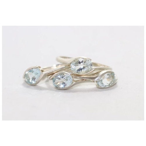 Four shops Sterling Silver Aquamarine Ring