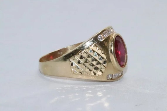 14 KT Yellow Gold Lab Created White And Ruby Ston… - image 3