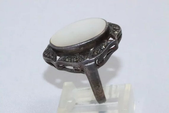Vintage Sterling Silver Mother Of Pearl Ring - image 3