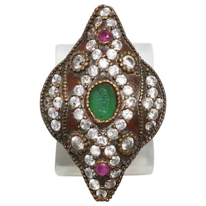 Sterling Silver Green Oynx Ruby Crystal Ring