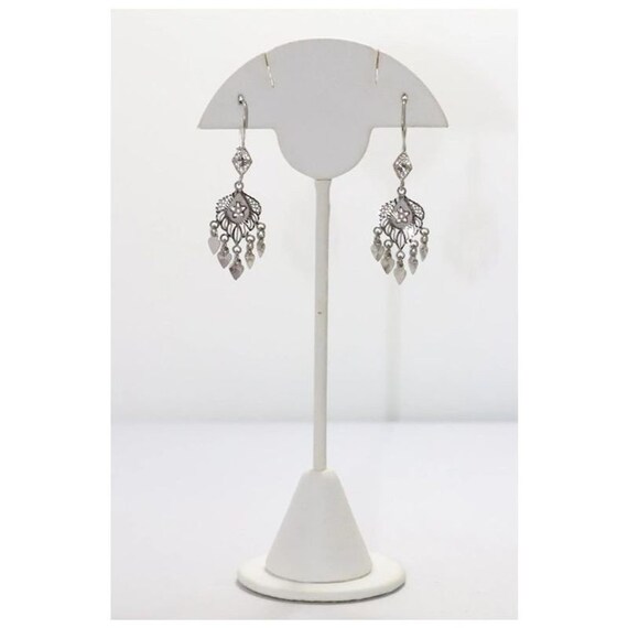 14 KT White Gold Chandelier Earrings - image 3