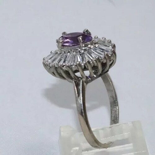 Sterling Silver Amethyst And Baguette Stones shops Ring
