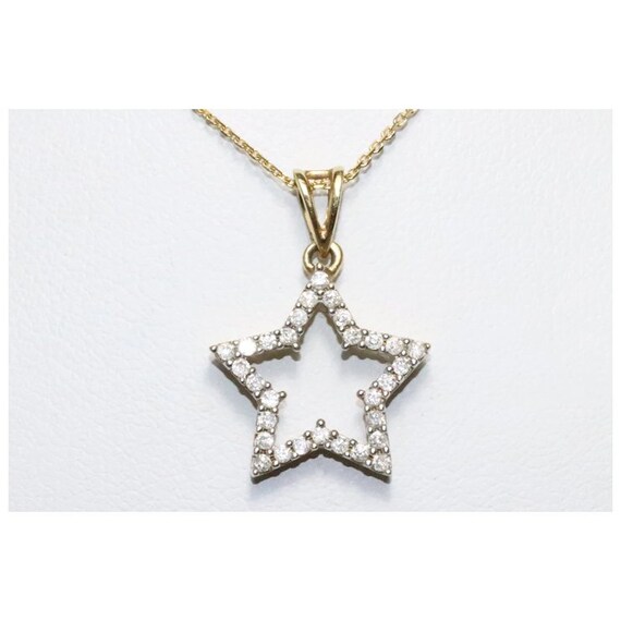 14KT Yellow Gold .36CT Diamond Star Necklace - image 2