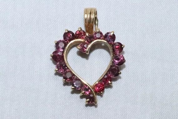 14 KT Yellow Gold .65 CT Ruby Heart Pendant - image 2