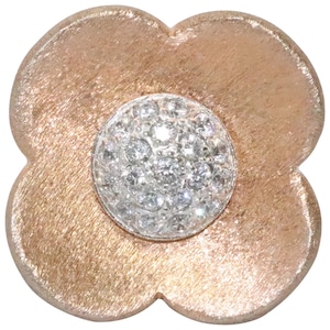 Sterling Silver Rose Gold Overlay Cubic Zirconia Stone Flower Ring