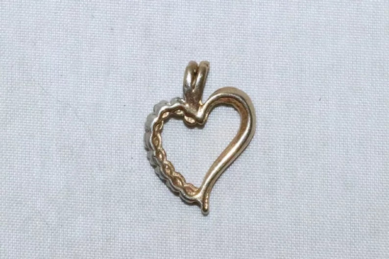 14 KT Two Tone Gold .18 CT Diamond Heart Pendant