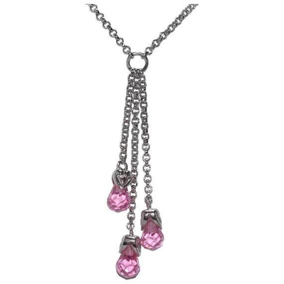 Sterling Silver Pink Cubic Zircon Necklace