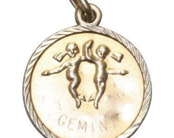 Vintage 14KT Yellow Gold Gemini Medallion Pendant