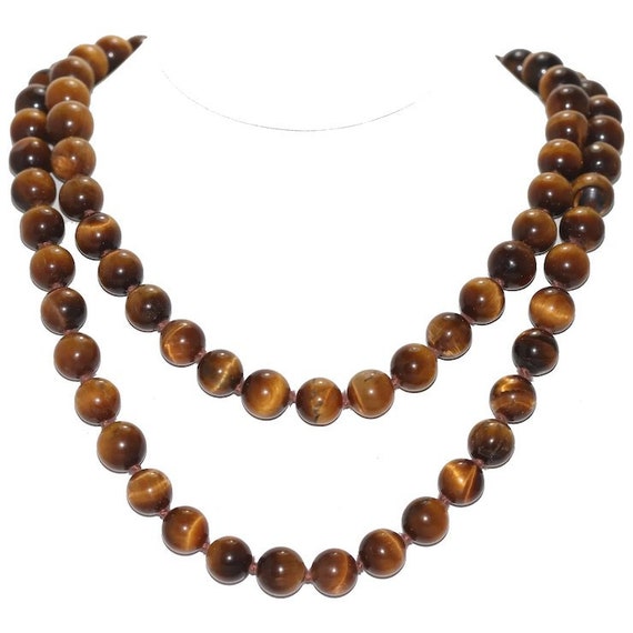 Long Beaded Tiger's Eye Necklace - image 1