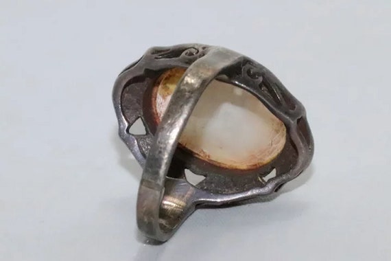 Vintage Sterling Silver Mother Of Pearl Ring - image 6