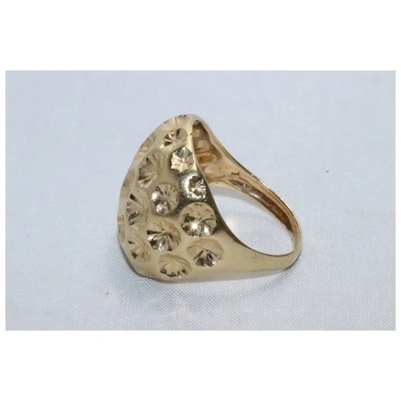 14KT Yellow Gold Diamond Cut Ring - image 5