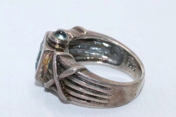 Vintage Sterling Silver Aquamarine Stone Ring - image 6