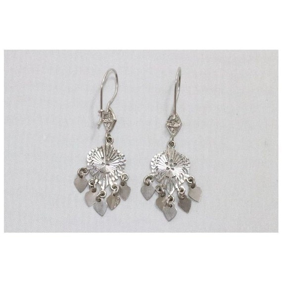 14 KT White Gold Chandelier Earrings - image 4