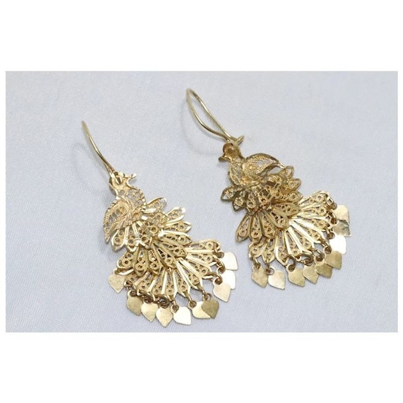 14 KT Yellow Gold Dangling Bird Earrings - image 4