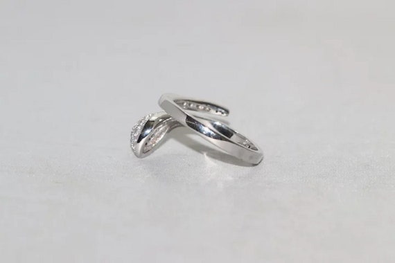 Sterling Silver White Cubic Zircon Snake Ring - image 5