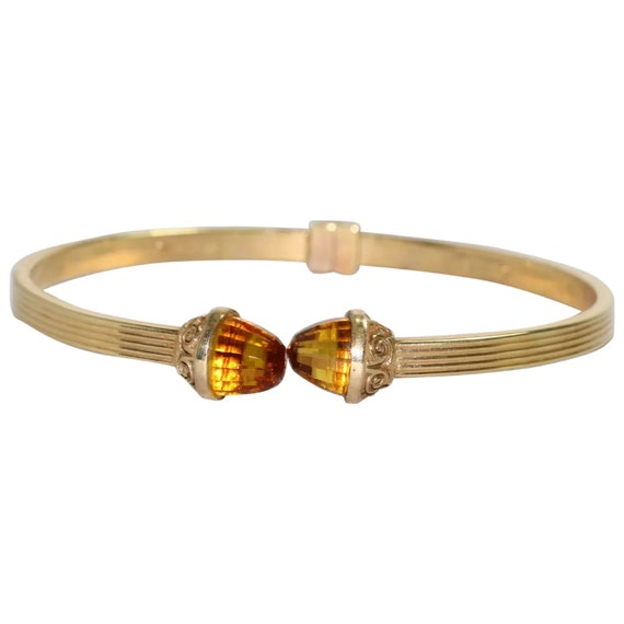 14 KT Yellow Gold Natural Yellow Citrine Italian … - image 1