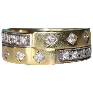 18K Yellow Gold And Platinum Burnished Diamond Ring
