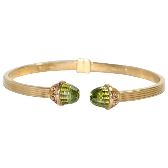 14 KT Yellow Gold Natural Peridot Italian Bracelet - image 1