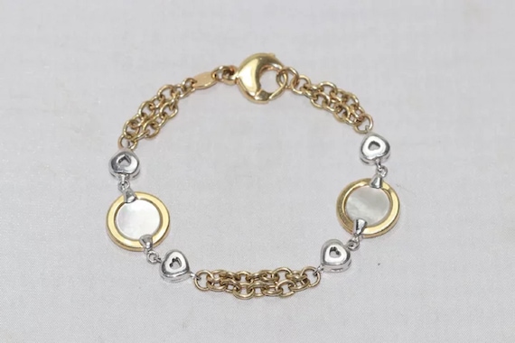 14 KT Two Tone Gold Mother of Pearl Bracelet - image 2