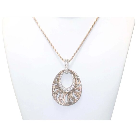 Vintage Sterling Silver Gold Overlay Cubic Zirconia Necklace