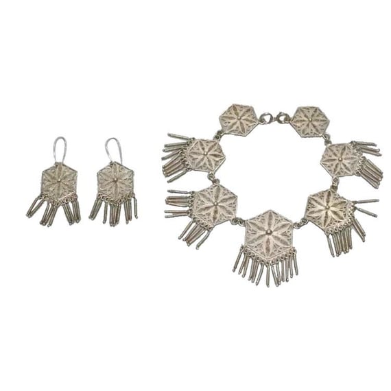 Vintage Art Deco Handmade Sterling Silver Jewelry Set
