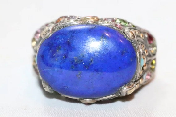 Sterling Silver 18K Yellow Gold Natural Lapis Mul… - image 3