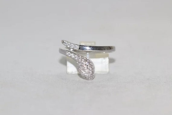 Sterling Silver White Cubic Zircon Snake Ring - image 2