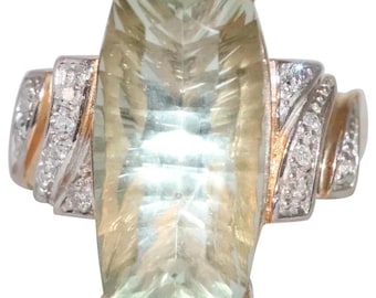 14k Yellow Gold Diamond Lemon Citrine Ring