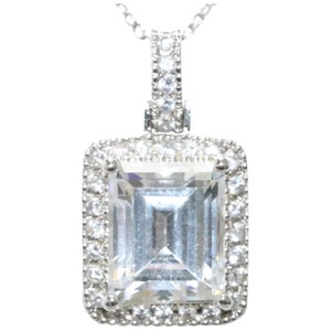 Sterling Silver Emerald Cut Cubic Zirconia Necklace