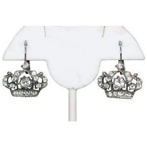 Vintage Kirks Folly Cubic Zirconia Crown Earrings