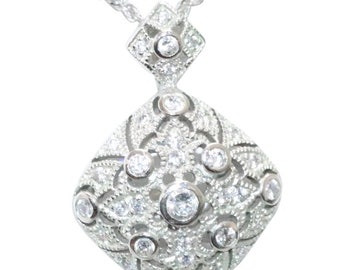 Sterling Silver Bezel Set Round Cut Cubic Zirconia Necklace