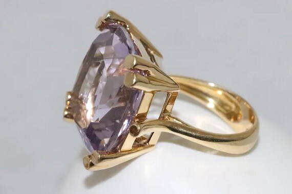 18K Yellow Gold Kunzite Ring - image 4