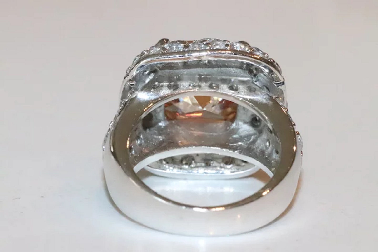 Sterling Silver Halo Cubic Zirconia Cushion Cut Faceted Etsy