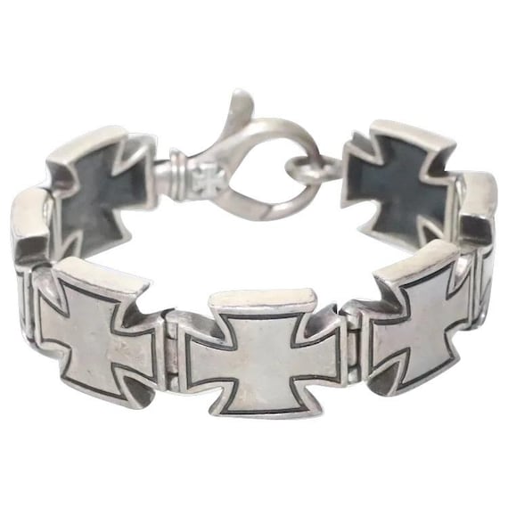 Sterling Silver Iron Cross Bracelet