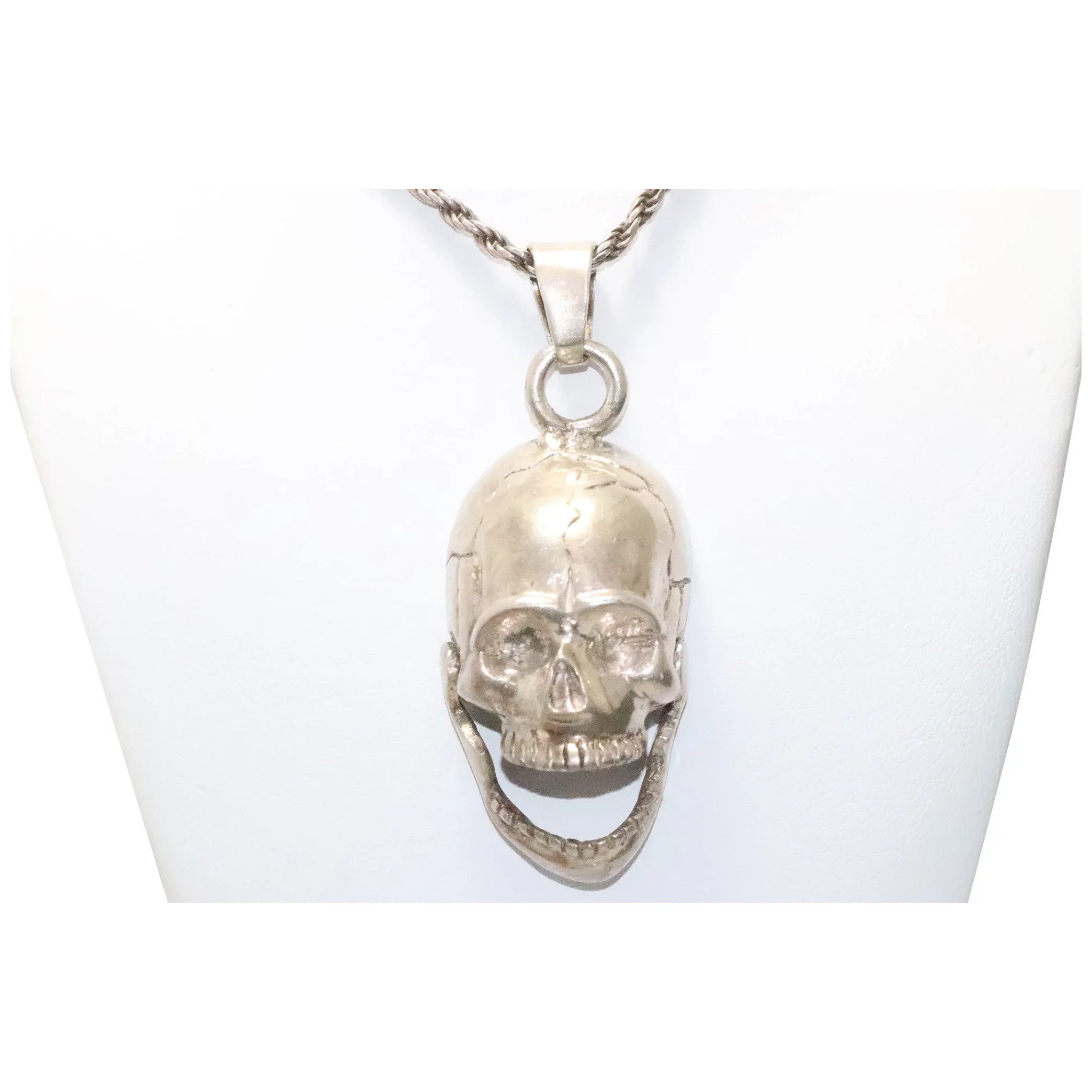 Sterling Silver Skull Necklace Etsy