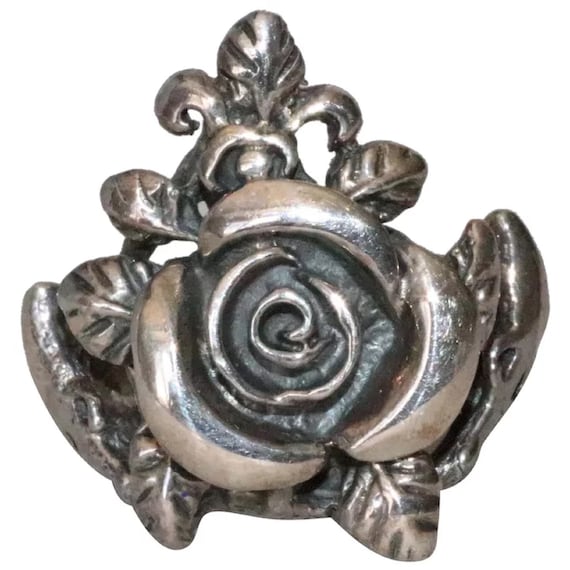 Sterling Silver Floral Leaf Ring - image 1