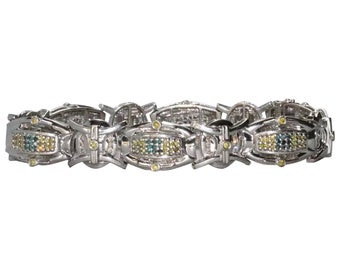 14K White Gold Blue And Yellow Diamond Joe Rodeo Bracelet