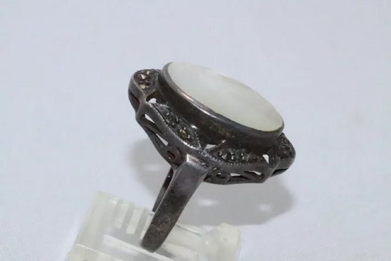 Vintage Sterling Silver Mother Of Pearl Ring - image 4