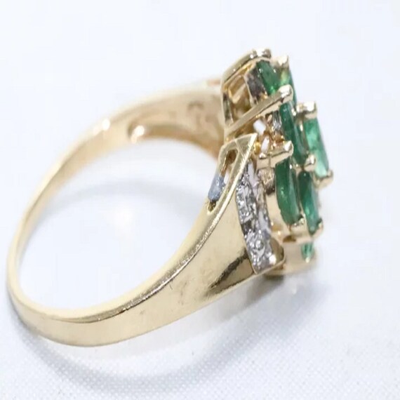 14KT Yellow Gold .90 CT Emerald .02 CT Diamond Ri… - image 3