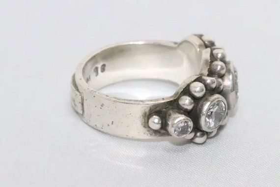 Sterling Silver Cubic Zirconia Stone Ring - image 3