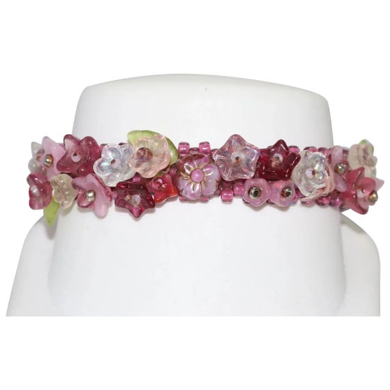 Vintage Handmade Floral Bracelet - image 1