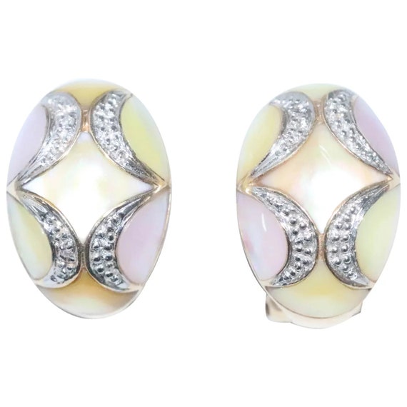 14K Yellow Gold Pink Yellow Diamond Mother Of Pear