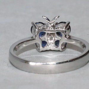 14K White Gold Diamond Sapphire Butterfly Ring image 4