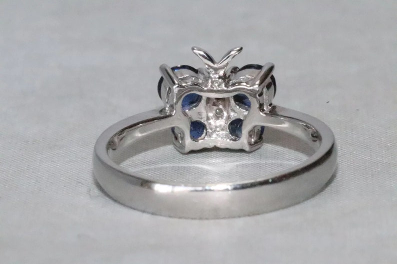 14K White Gold Diamond Sapphire Butterfly Ring image 4