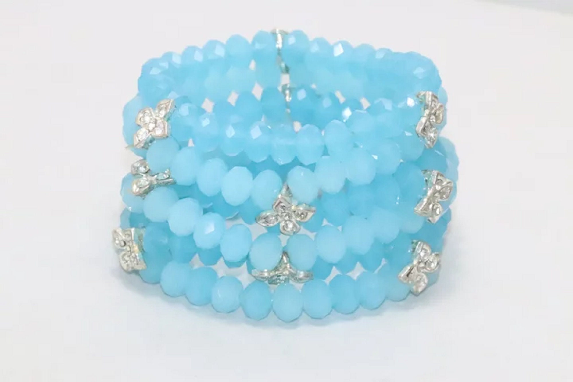 ヴィンテージコスチューム ライトブルー ファセットクリスタルストーン